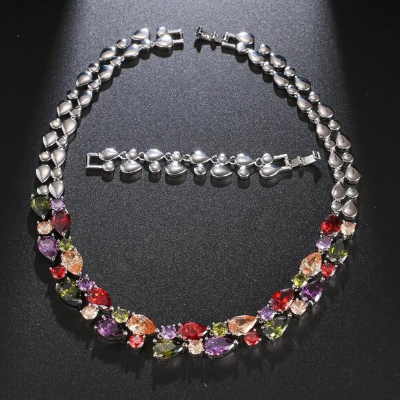 Necklaces for Women, Classic Multi Gemstones Silver Necklaces with Amethyst Garn - Picture 3 of 6